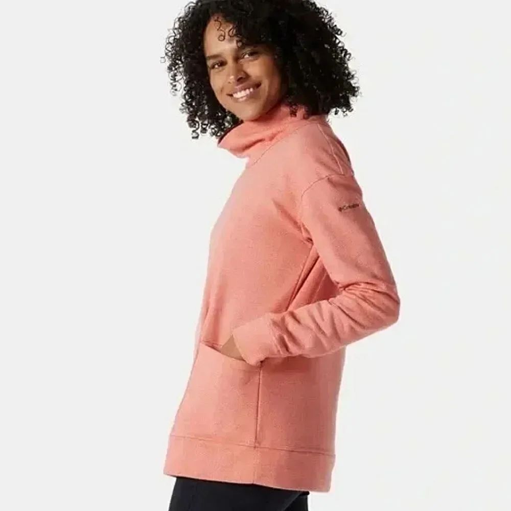 Columbia Women's Lodge Funnel Pullover Dark Coral Long Sleeve